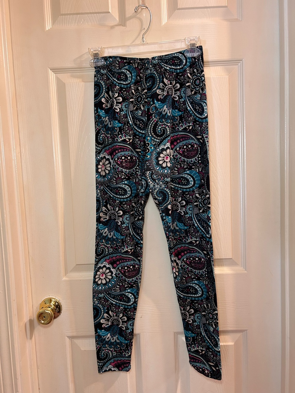 Women’s Paisley Print Leggings - Teal & Black